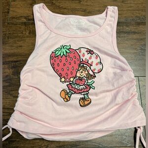 Strawberry Shortcake Side Ties Tank Top Girls Size Large Pink